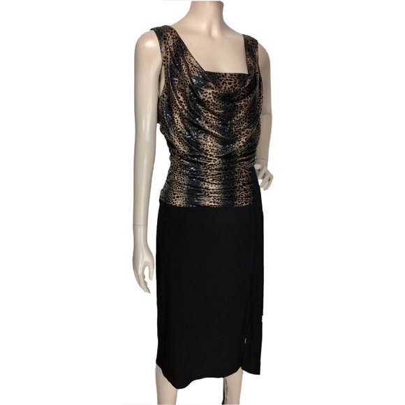 Frank Lyman Sleeveless Cheetah Print Ruched Cowl Neck Cocktail Party Dre… - Picture 5 of 9